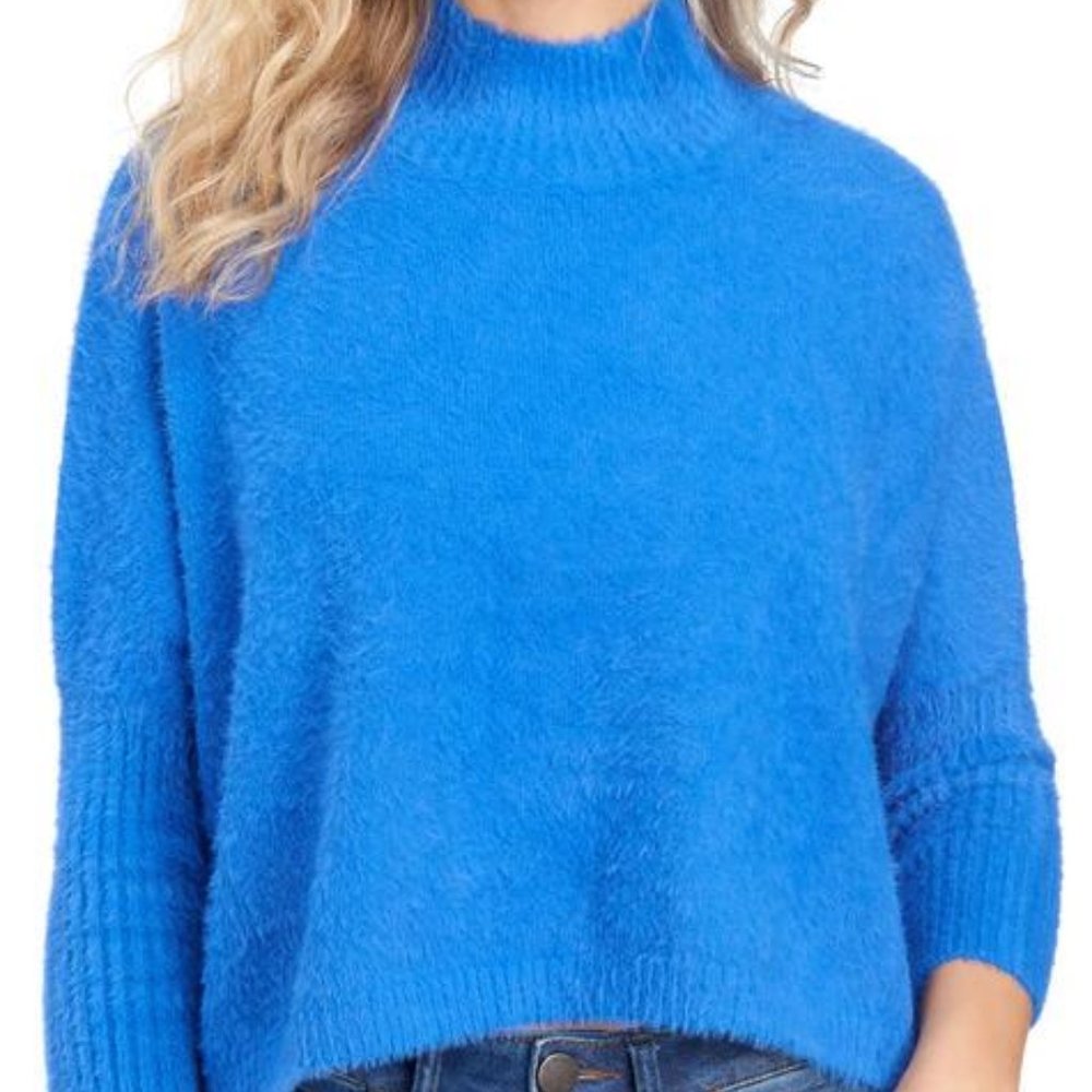 P• Luca Milano Eyelash Mock Neck Cropped Sweater